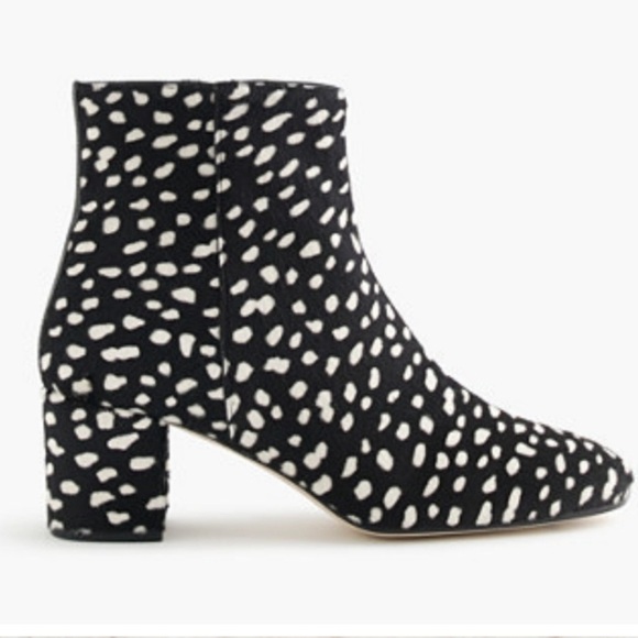 J. Crew Shoes - J. Crew Collection Side Zip Ankle Block Heels Spotted Leopard Calf Hair 9